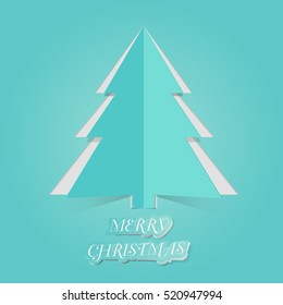 Christmas tree card background , paper cut style
