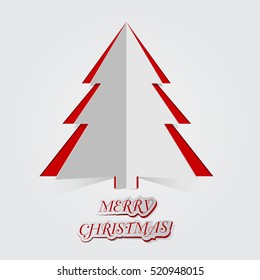 Christmas tree card background , paper cut style