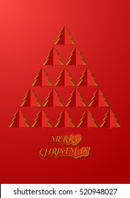 Christmas tree card background, paper cut style