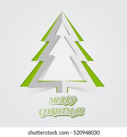 Christmas tree card background , paper cut style