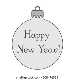 Christmas tree card. Balls, 2017 number. Cartoon icon. Black silhouette decoration sign, isolated on white background. Flat design. Symbol holiday, Christmas, New Year celebration Vector illustration