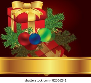 Christmas tree card with balls