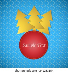 christmas tree card with blue seamless background