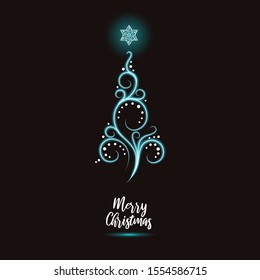 christmas tree card design vector