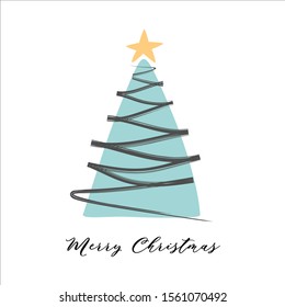 Christmas tree card. Merry Christmas. Holiday background. Minimal vector illustration.