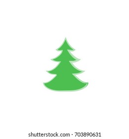 Christmas tree card. Silhouette design green spruce on white background. Symbol of winter, decoration and Christmas holiday season.