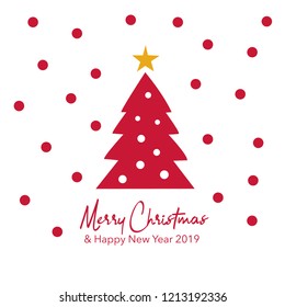 Christmas tree card with snow vector and icon