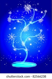 Christmas tree card with stars and balls