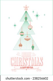 christmas tree card template vector/illustration