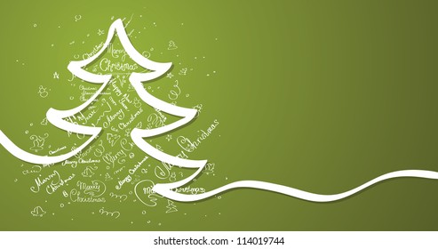 Christmas Tree Card Vector Background.