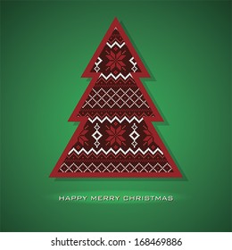 Christmas tree card, vector. Happy New Year greeting card