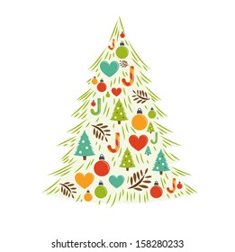 Christmas Tree Card Vector. Vector illustration