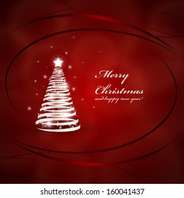 Christmas Tree Card - Vector Illustration, Graphic Design Editable For Your Design