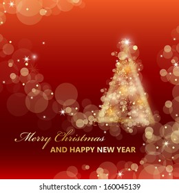 Christmas Tree Card - Vector Illustration, Graphic Design Editable For Your Design