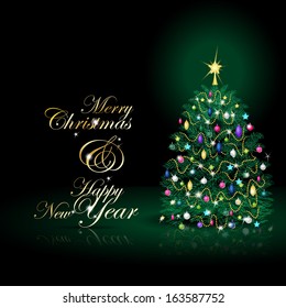 Christmas Tree Card - Vector Illustration, Graphic Design Useful For Your Design  