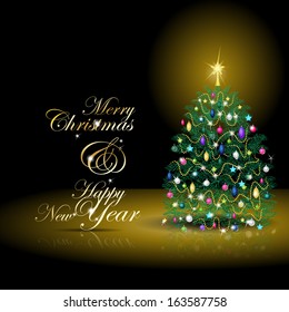 Christmas Tree Card - Vector Illustration, Graphic Design Useful For Your Design  