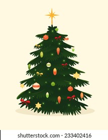 Christmas tree card. Vector illustration.