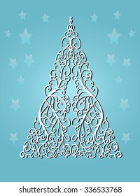 Christmas tree card , vector illustration .
