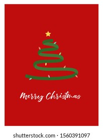 Christmas tree card vector minimalist 
