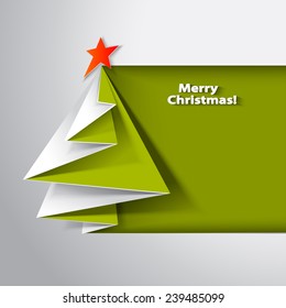 Christmas tree card. Vector origami