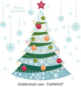 Christmas tree. Christmas card. Xmas card.