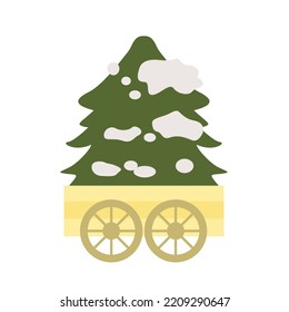 Christmas Tree In Cart Illustration Vector Clipart