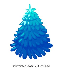 Christmas tree. Cartoon blue tree