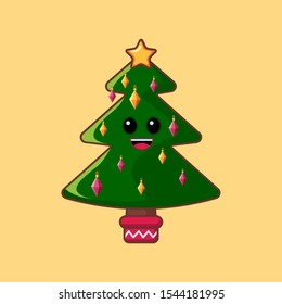 Christmas tree. Cartoon character in a flat style. Vector illustration.
