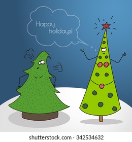 christmas tree cartoon funny talk to each other