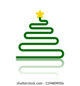 Christmas tree cartoon icon. Simple sign of stylized spruce. Fir flat icon. Cute colorful christmas tree symbol concept for web print, logo, card, badge design. Vector Illustration isolated on white