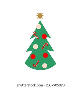 Christmas tree cartoon icon simple design for card greetings.