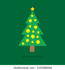 Christmas tree. Cartoon illustration, flat style. 