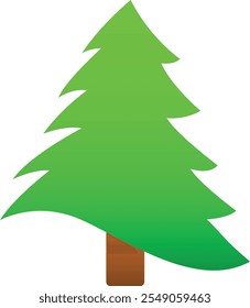 Christmas tree in cartoon style. Green Christmas tree vector illustration.