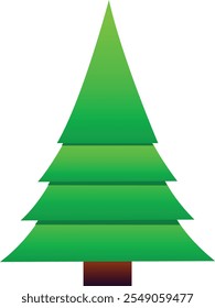 Christmas tree in cartoon style. Green Christmas tree vector illustration.