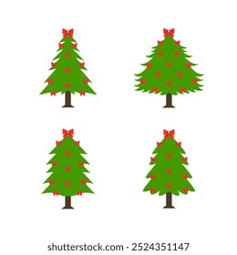 Christmas tree cartoon variation, digital art illustration.