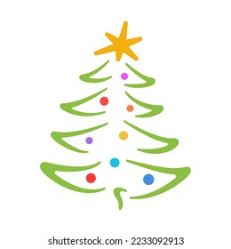 Christmas tree. Cartoon. Vector illustration