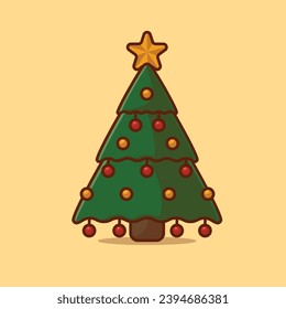 Christmas tree cartoon vector illustration crhistmas stuff concept icon isolated