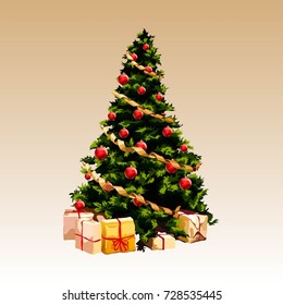 Christmas tree cartoon. Vector illustration