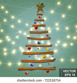 Christmas tree. Celebration. Happy New Year. Ornaments. For your design.