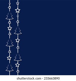 christmas tree chain over dark blue background