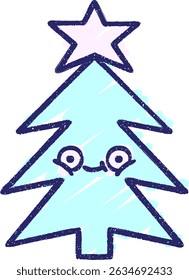 Christmas Tree Chalk Drawing in bright neon colors