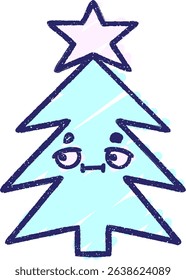Christmas Tree Chalk Drawing in bright neon colors