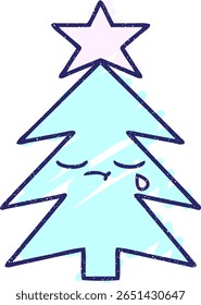 Christmas Tree Chalk Drawing in bright neon color