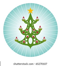 christmas tree chandelier ornament vector graphic