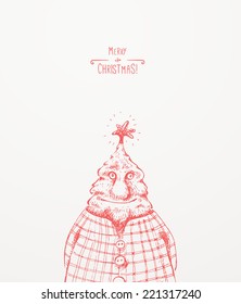 Christmas Tree Character. Christmas greeting card