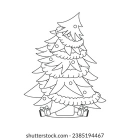 Christmas Tree Character for Merry Christmas, Isolated in Retro Cartoon Style