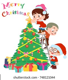 Christmas tree and children