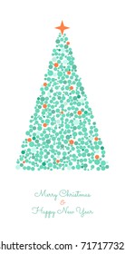 Christmas tree circles, Xmas greeting card, vector illustration