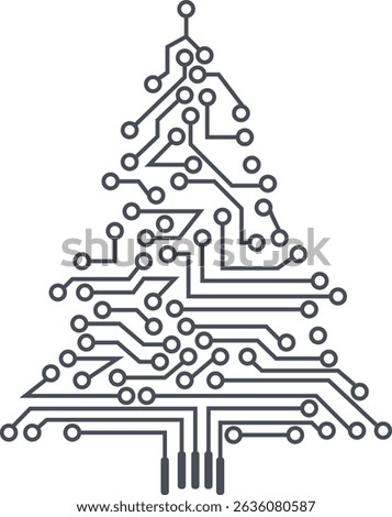christmas tree circuit board. from digital electronic circuit. vector illustration