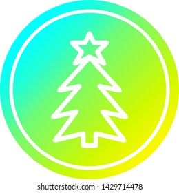 christmas tree circular icon with cool gradient finish